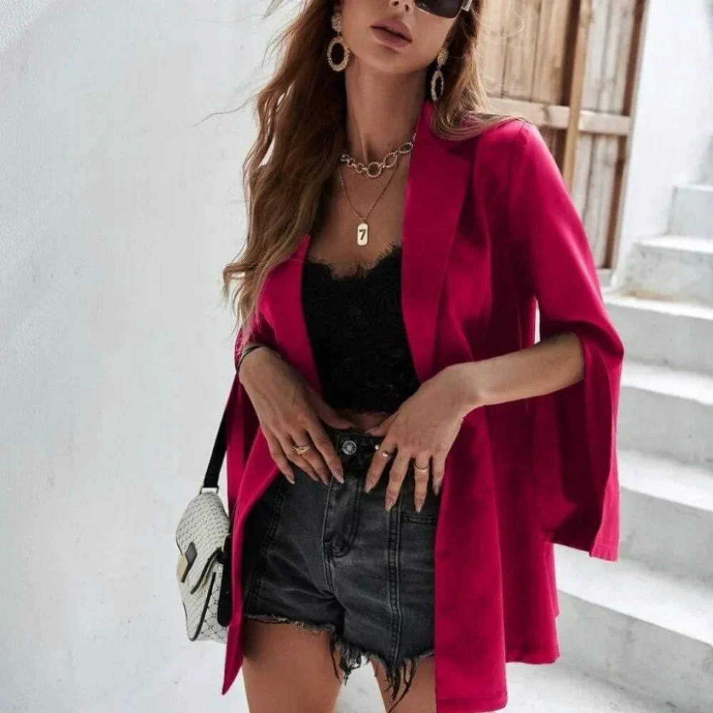 Pink Cloak Sleeve Lapel Blazer coat - Picture 4 of 6